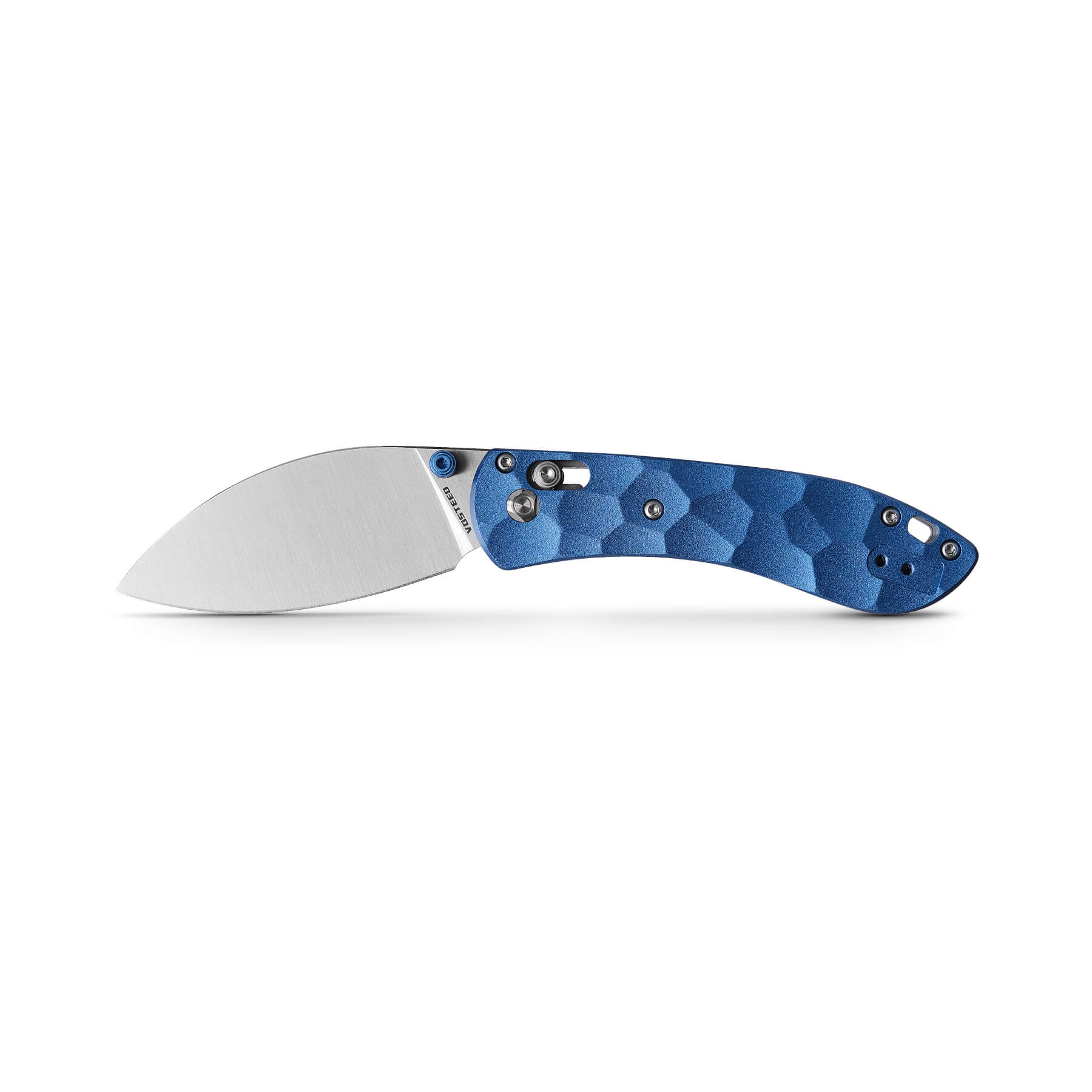 WMK EXCLUSIVE VOSTEED MINI NIGHTSHADE BLUE SCULPTED ALUMINUM HANDLE POCKET KNIFE SATIN 154CM STEEL A0212