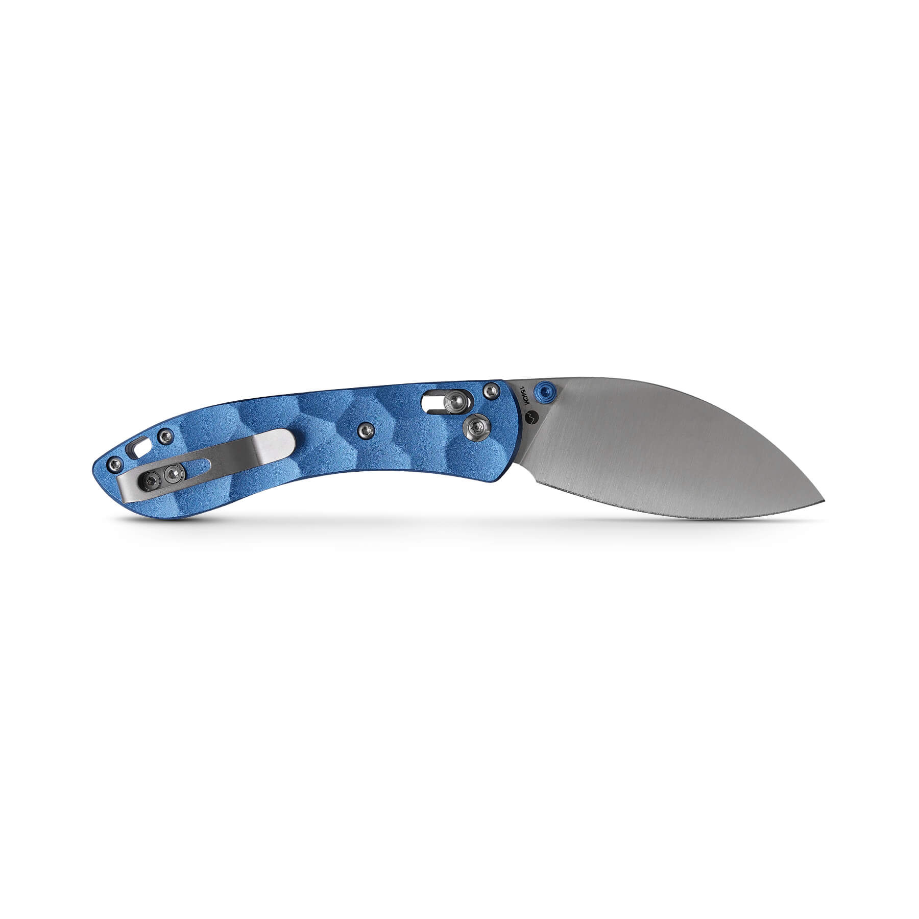 WMK EXCLUSIVE VOSTEED MINI NIGHTSHADE BLUE SCULPTED ALUMINUM HANDLE POCKET KNIFE SATIN 154CM STEEL A0212