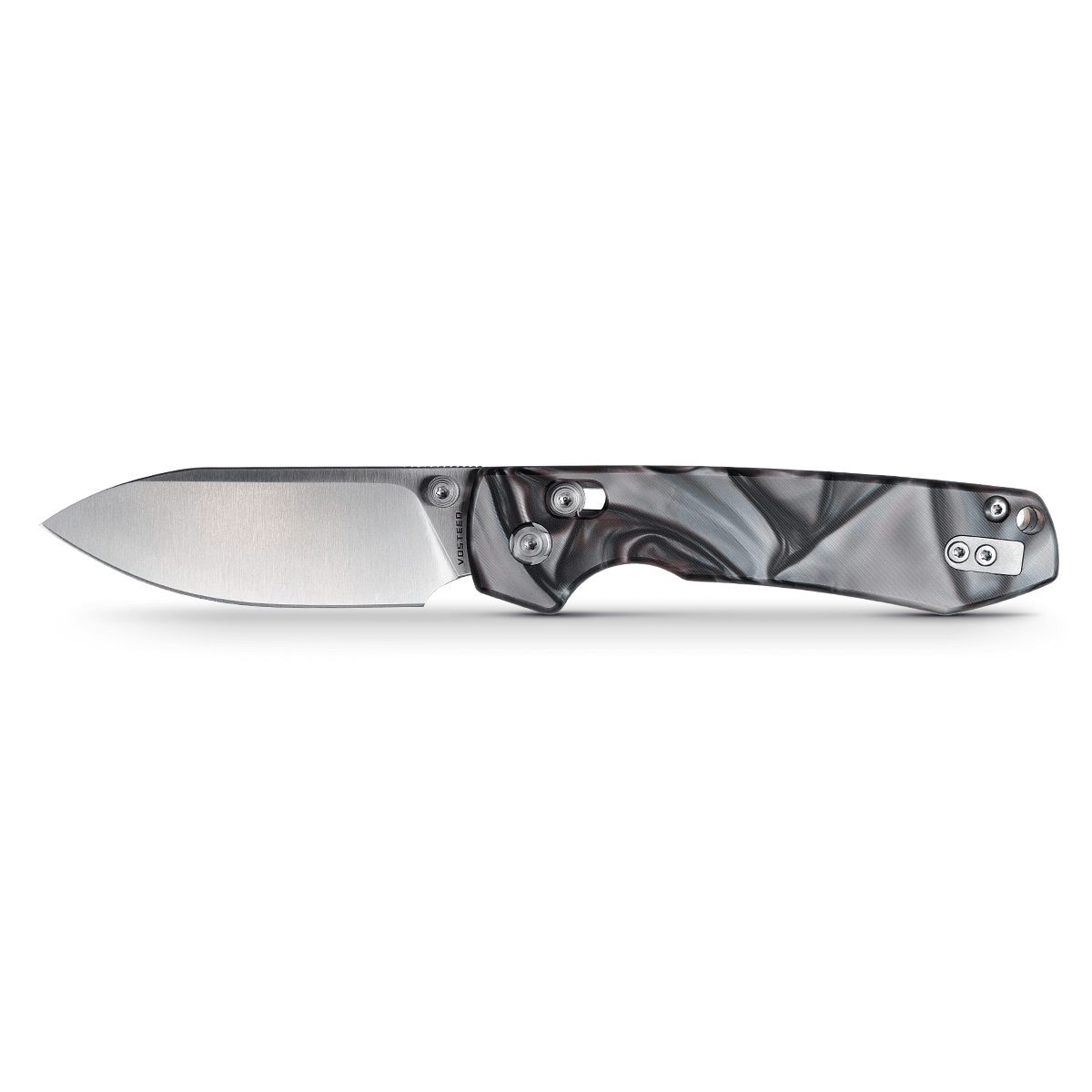 Going gear Exclusive Vosteed Raccoon Folding Knife 3.25in Nitro-V Steel Raffir Noble Handles Cross-Bar Lock