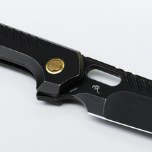 Vosteed Knives RSKAOS Top Liner Lock Flipper Knife 3.46 M390 Satin  Wharncliffe Blade, Titanium Handles, Hard Case - KnifeCenter - MHET2