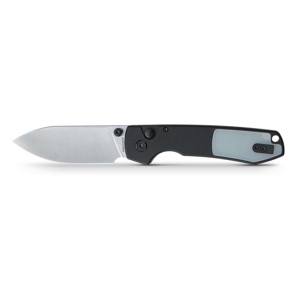 Going Gear Vosteed Raccoon Folding Knife 3.25in 14C28N Steel Black Aluminum & Jade G10 Handles