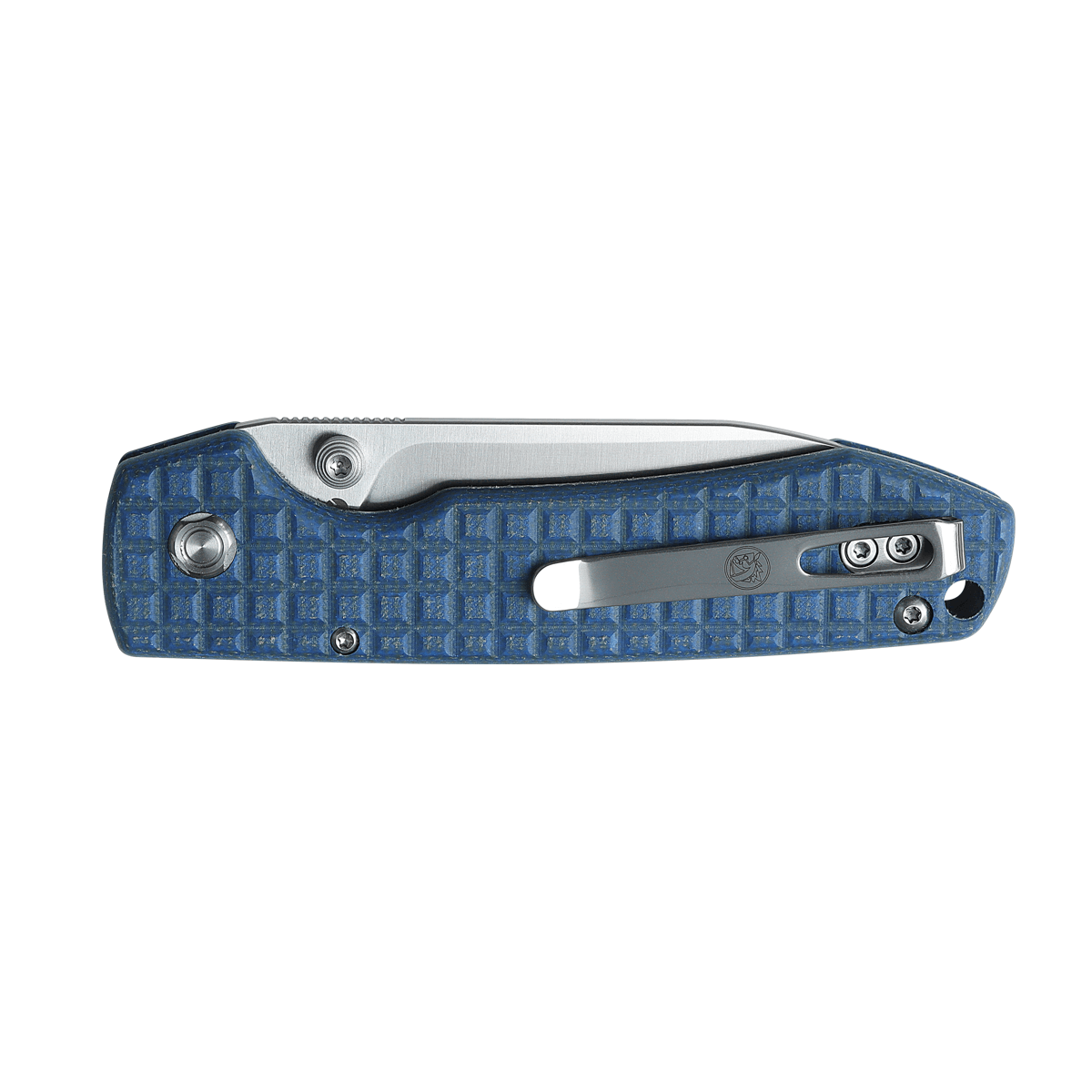 WMK EXCLUSIVE VOSTEED RACCOON BUTTON LOCK FOLDING KNIFE BLUE MICARTA FRAG PATTERN HANDLE 14C28N PLAIN EDGE RC3SVM17