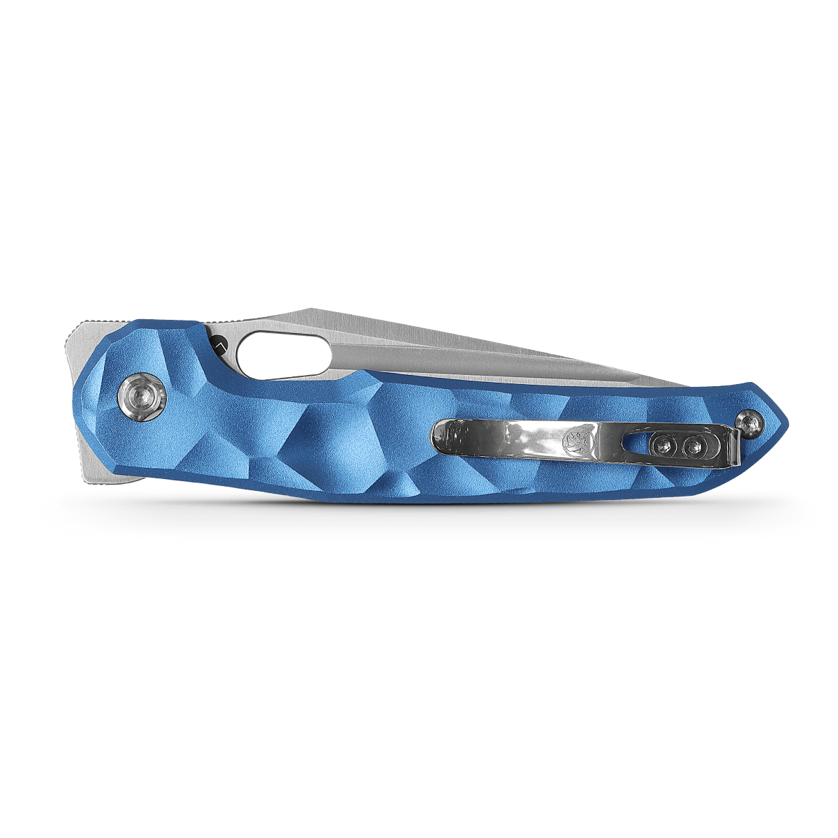 WMK EXCLUSIVE VOSTEED THUNDERBIRD TREK LOCK FLIPPER POCKET KNIFE SCULPTED BLUE ALUMINUM HANDLE STONEWASHED 154CM TB34VTA2L