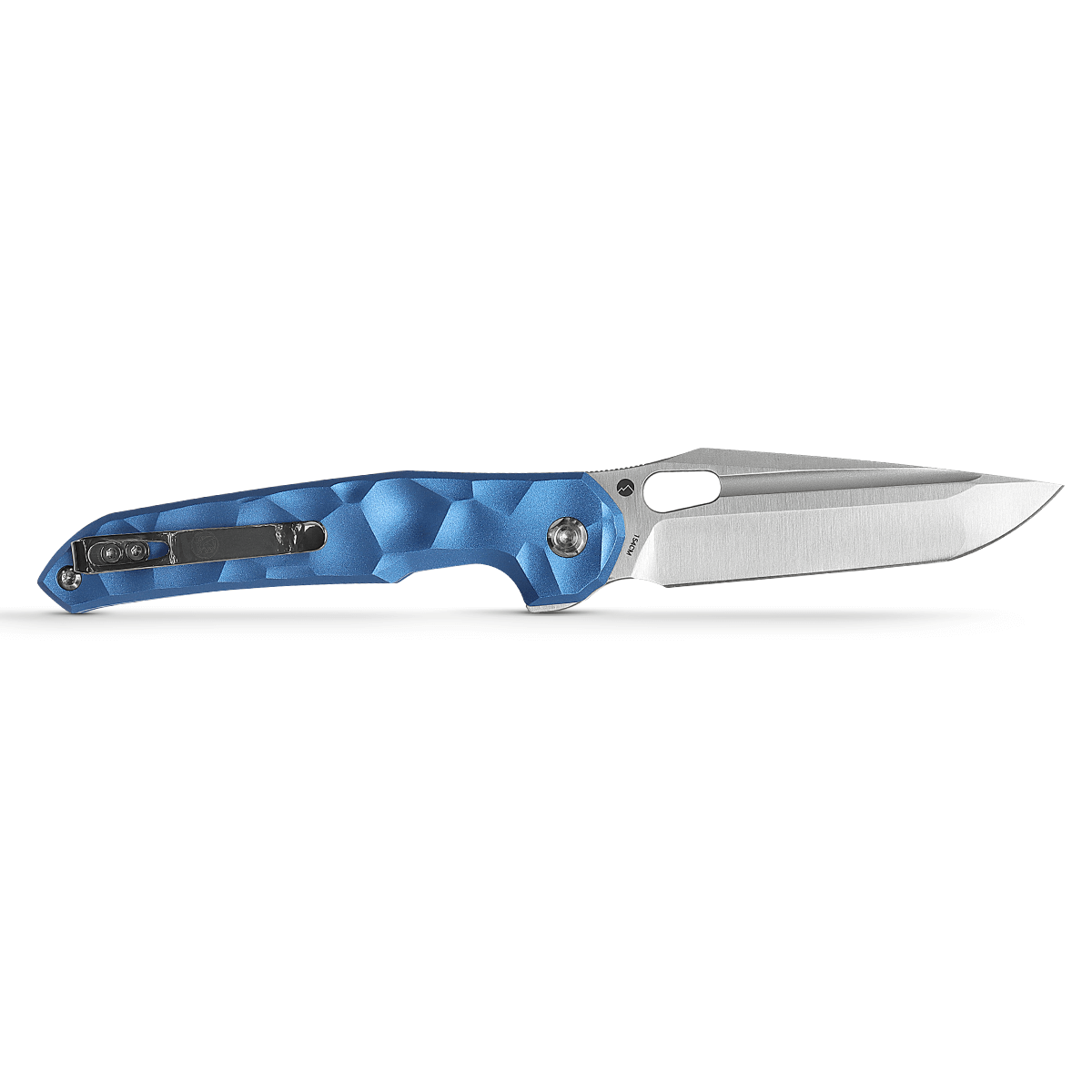 WMK EXCLUSIVE VOSTEED THUNDERBIRD TREK LOCK FLIPPER POCKET KNIFE SCULPTED BLUE ALUMINUM HANDLE STONEWASHED 154CM TB34VTA2L