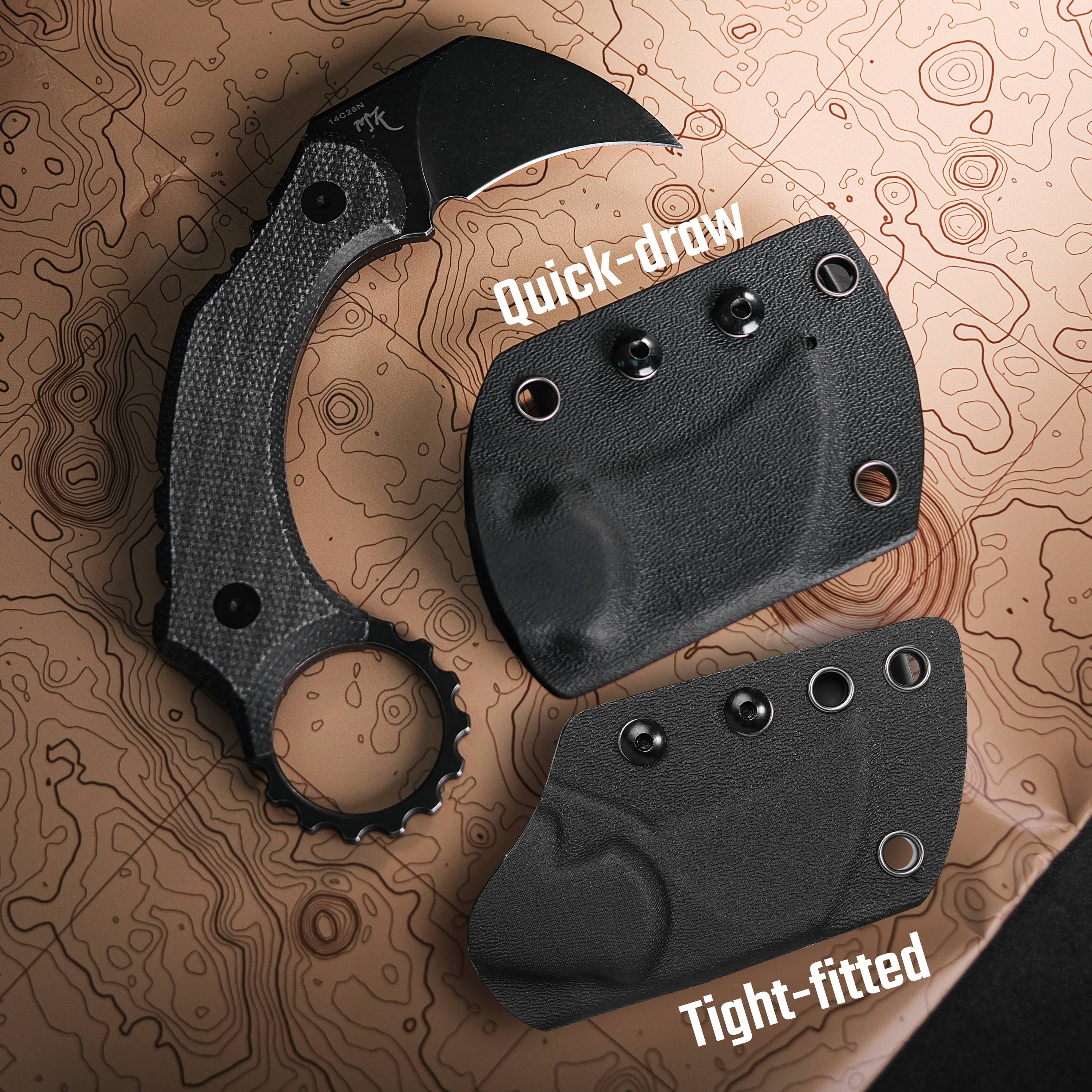 Dirty Girl - Karambit Knife (1.88" 14C28N Blade & Micarta Handle) - D0202